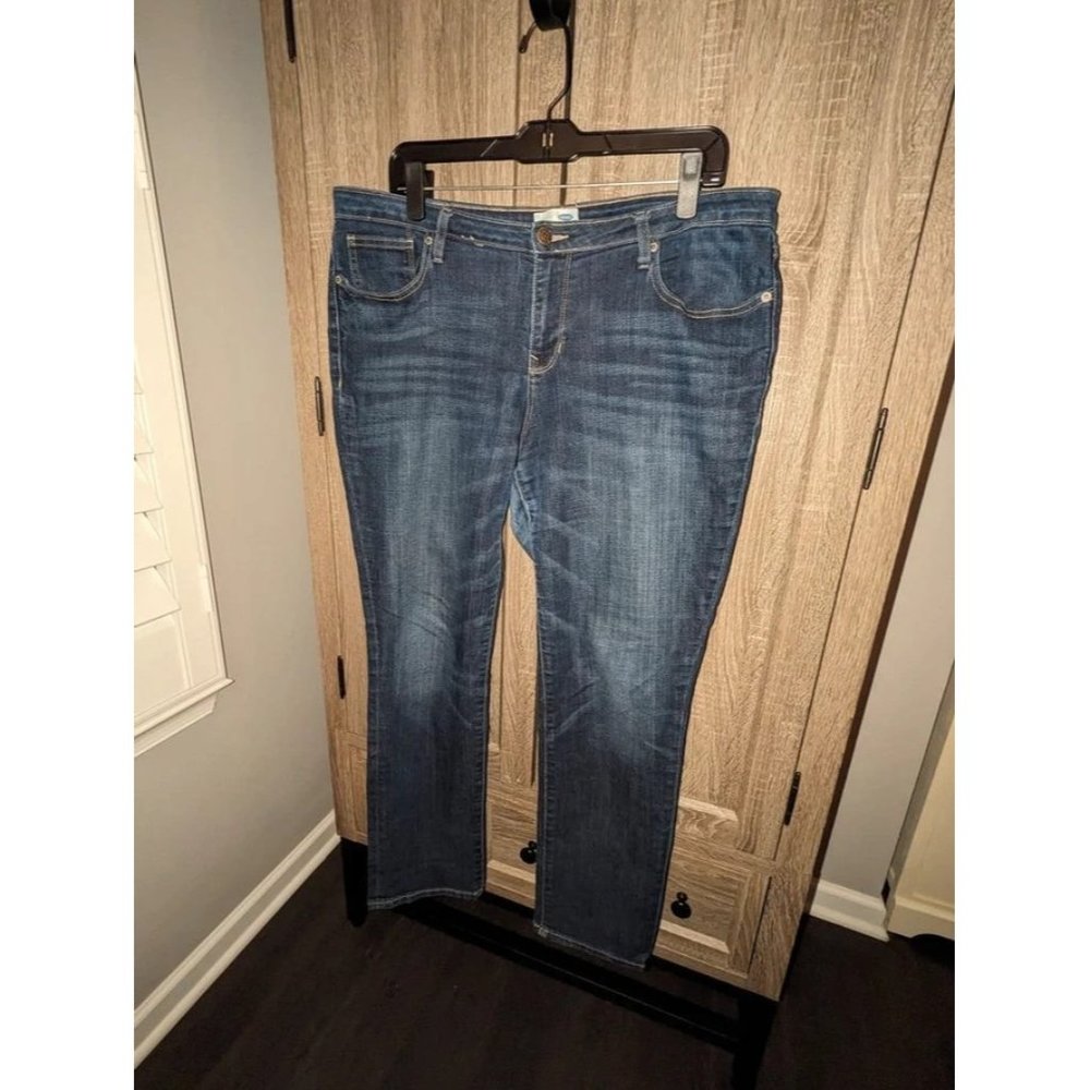 Old Navy Dark Wash Straight Leg Fit Stretch Denim Jeans Pants Size